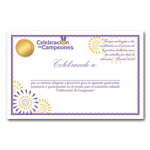 Certificado Celebración de Campeones