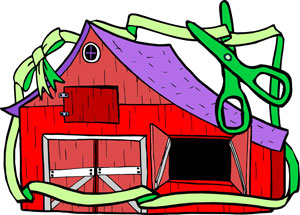 Barn with Ribbon and Scissors